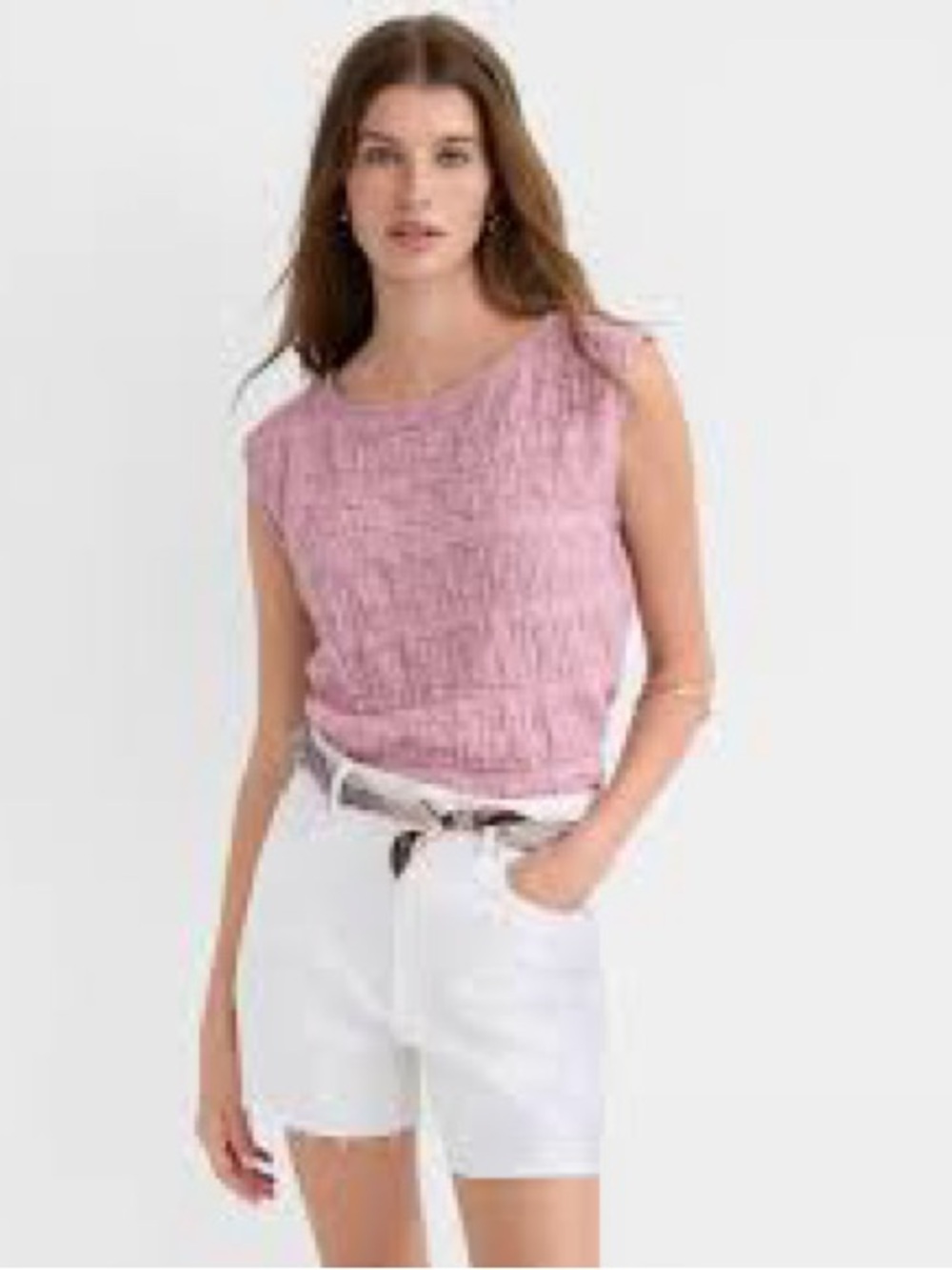 LOFT Light Pink Puckered Sleeveless Tank - Picture 6 of 7